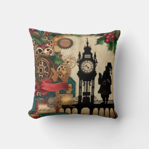 Steampunk Christmas Throw Pillow