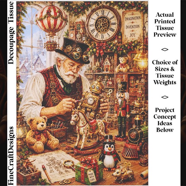 Steampunk Christmas Toy Workshop FV4 Decoupage Tissue Paper (Creator Uploaded)