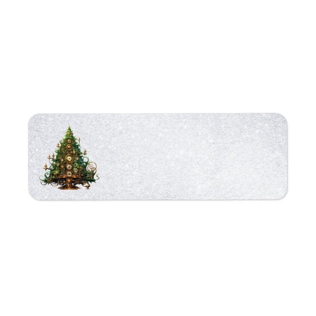 Steampunk Christmas Tree Address Labels (Front)