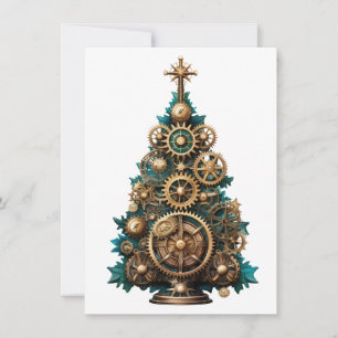 Steampunk Christmas Tree Greeting Card