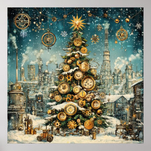 Steampunk Christmas Tree Poster