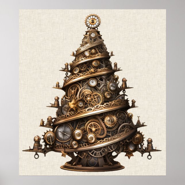 Steampunk Christmas Tree Poster (Front)