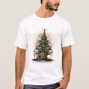 Steampunk Christmas Tree Vintage Retro Style T-Shirt
