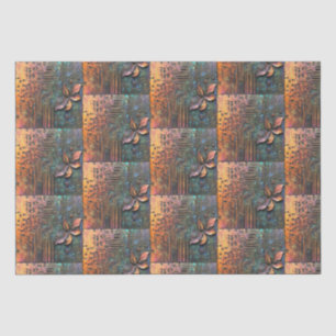 Steampunk circuit board with a leaf and flower tissue paper