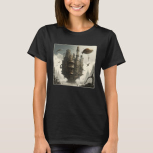 Steampunk City Artwork Retro Scifi Mechanical Gear T-Shirt