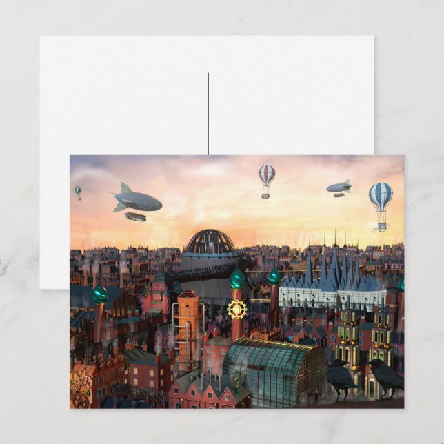 Steampunk City Buildings Postcard (Front/Back)