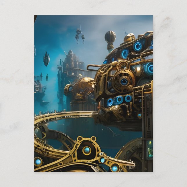 Steampunk City Under The Sea Postcard (Front)