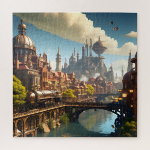 Steampunk City Waterside Jigsaw Puzzle