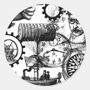 steampunk classic round sticker