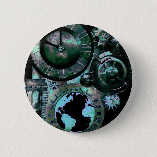 Steampunk Clock 6 Cm Round Badge (Front)