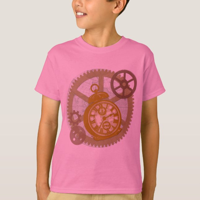 Steampunk Clock and Gears T-Shirt (Front)