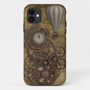 Steampunk Clock and Hot Air Balloon iPhone 11 Case