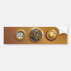 Steampunk clock bumper sticker