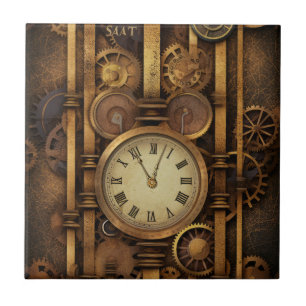 Steampunk Clock Ceramic Tile