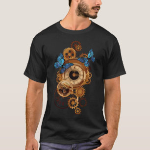 Steampunk Clock Gear and Butterflies Vintage Retro T-Shirt