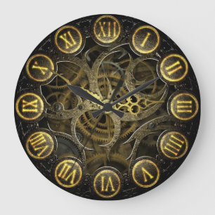 Steampunk clock old victorian gear style