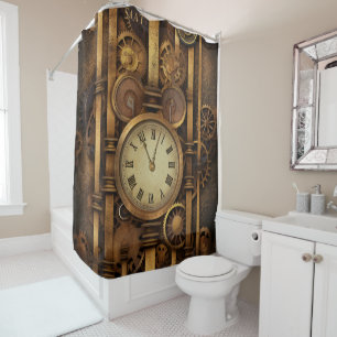 Steampunk Clock Shower Curtain