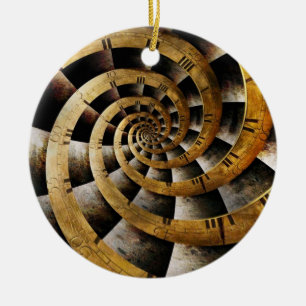 Steampunk - Clock - The flow of time Ceramic Ornament