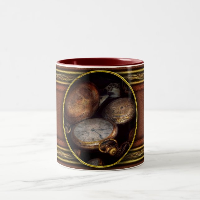 Steampunk - Clock - Time worn Two-Tone Coffee Mug (Center)