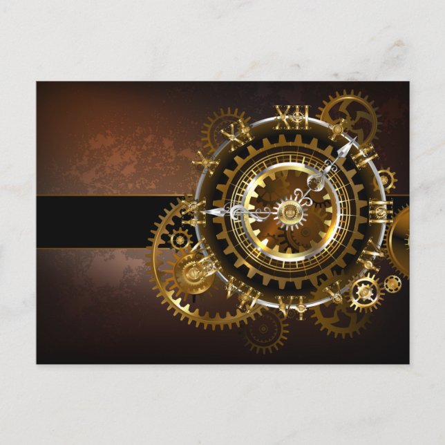 Steampunk clock with antique gears advice card (Front)