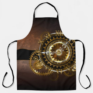 Steampunk clock with antique gears apron
