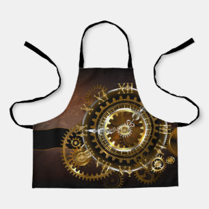 Steampunk clock with antique gears apron