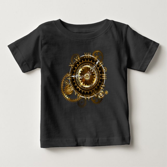 Steampunk clock with antique gears baby T-Shirt (Front)