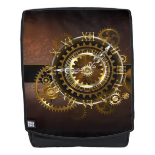 Steampunk clock with antique gears backpack