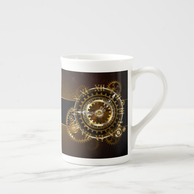 Steampunk clock with antique gears bone china mug (Right)
