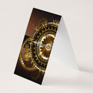 Steampunk clock with antique gears business card