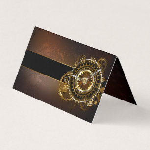 Steampunk clock with antique gears business card