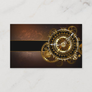 Steampunk clock with antique gears business card