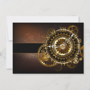 Steampunk clock with antique gears card