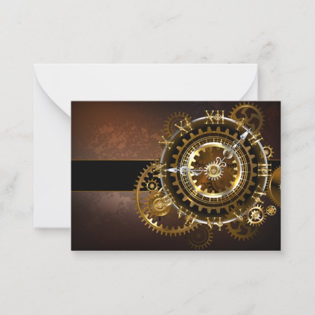 Steampunk clock with antique gears card (Front)