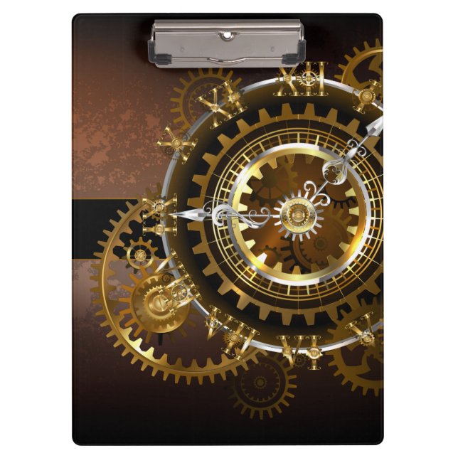 Steampunk clock with antique gears clipboard (Front)