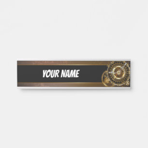 Steampunk clock with antique gears door sign