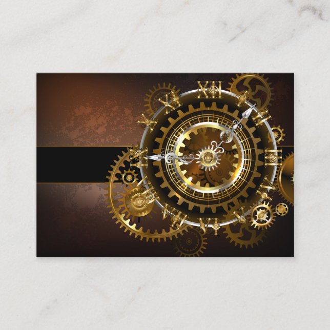 Steampunk clock with antique gears enclosure card (Front)