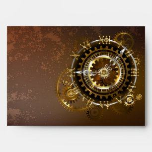 Steampunk clock with antique gears envelope