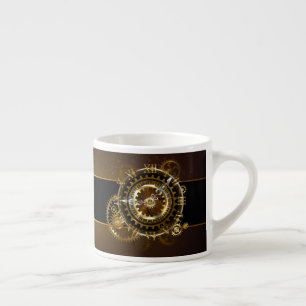 Steampunk clock with antique gears espresso cup