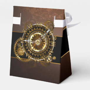 Steampunk clock with antique gears favour box
