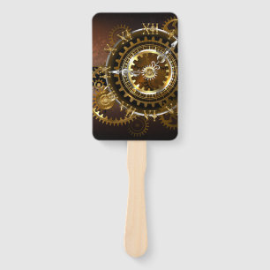 Steampunk clock with antique gears hand fan