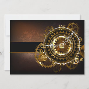 Steampunk clock with antique gears holiday card