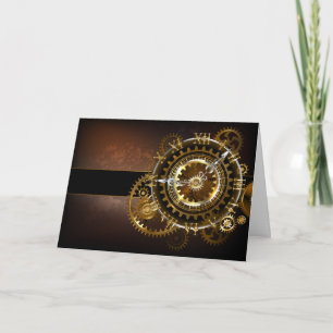 Steampunk clock with antique gears invitation