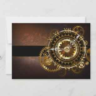 Steampunk clock with antique gears invitation