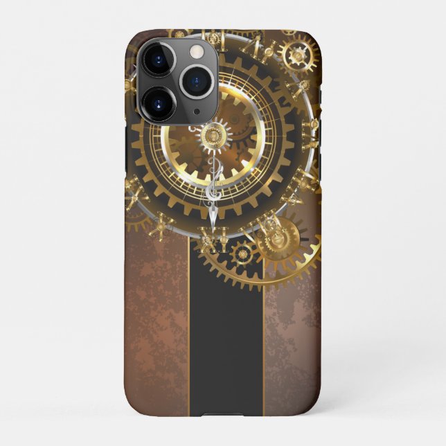 Steampunk clock with antique gears iPhone case (Back)