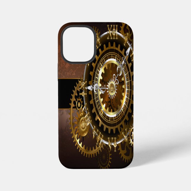 Steampunk clock with antique gears iPhone case (Back)