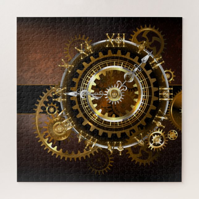 Steampunk clock with antique gears jigsaw puzzle (Horizontal)