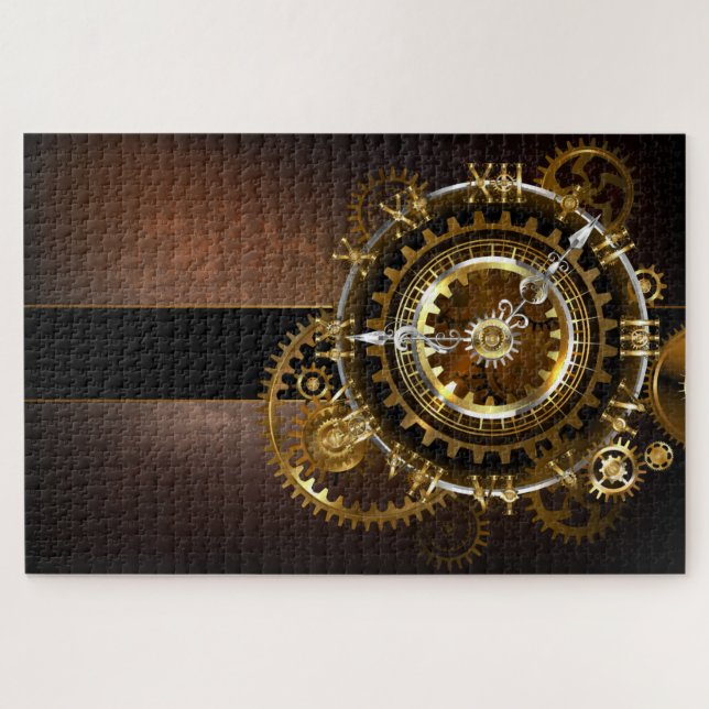 Steampunk clock with antique gears jigsaw puzzle (Horizontal)