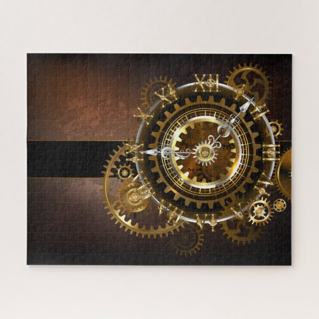 Steampunk clock with antique gears jigsaw puzzle (Horizontal)