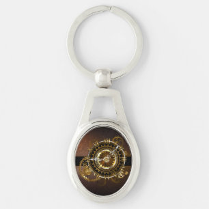 Steampunk clock with antique gears key ring